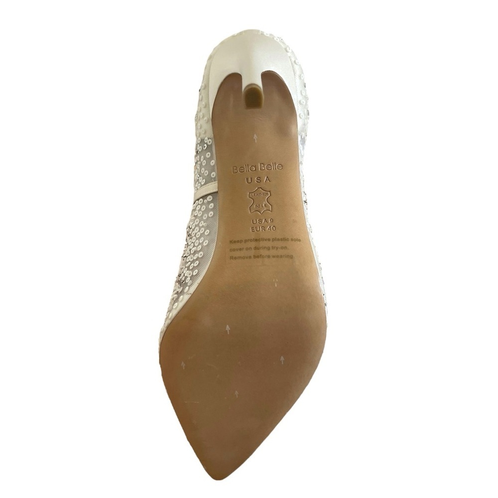 BELLA BELLE Women’s ELSA IVORY
Illusion Mesh Ivory Sequin Heels - Size 9 - Picture 7 of 15